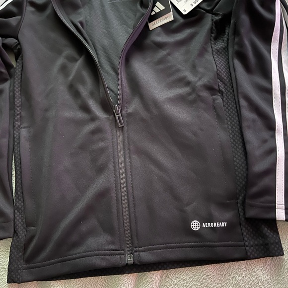 Adidas Striped Black and White Tracksuit Jacket NWT Youth S - Picture 3 of 5